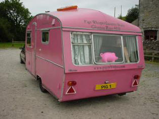 Pig's Whisper pink pig rig from Gleaston watermill on tour from the lake district peninsulas